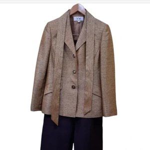 Le Suit Three Piece Gold Brown Womens Pants Suit Size 6